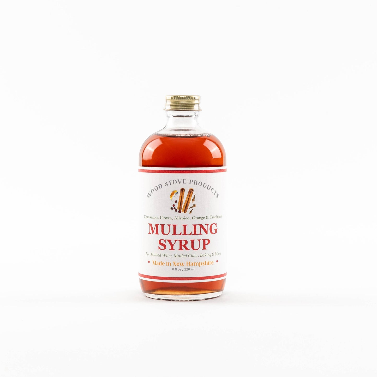 Wood Stove Kitchen - Mulling Syrup, 8 fl oz - for Mulled Wine, Cider, Baking, Coc