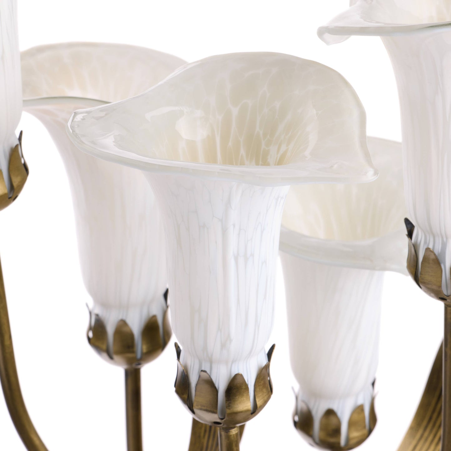 River of Goods - 20"H White Hand Blown Glass 5 Calla Lily Uplight Accent Lamp