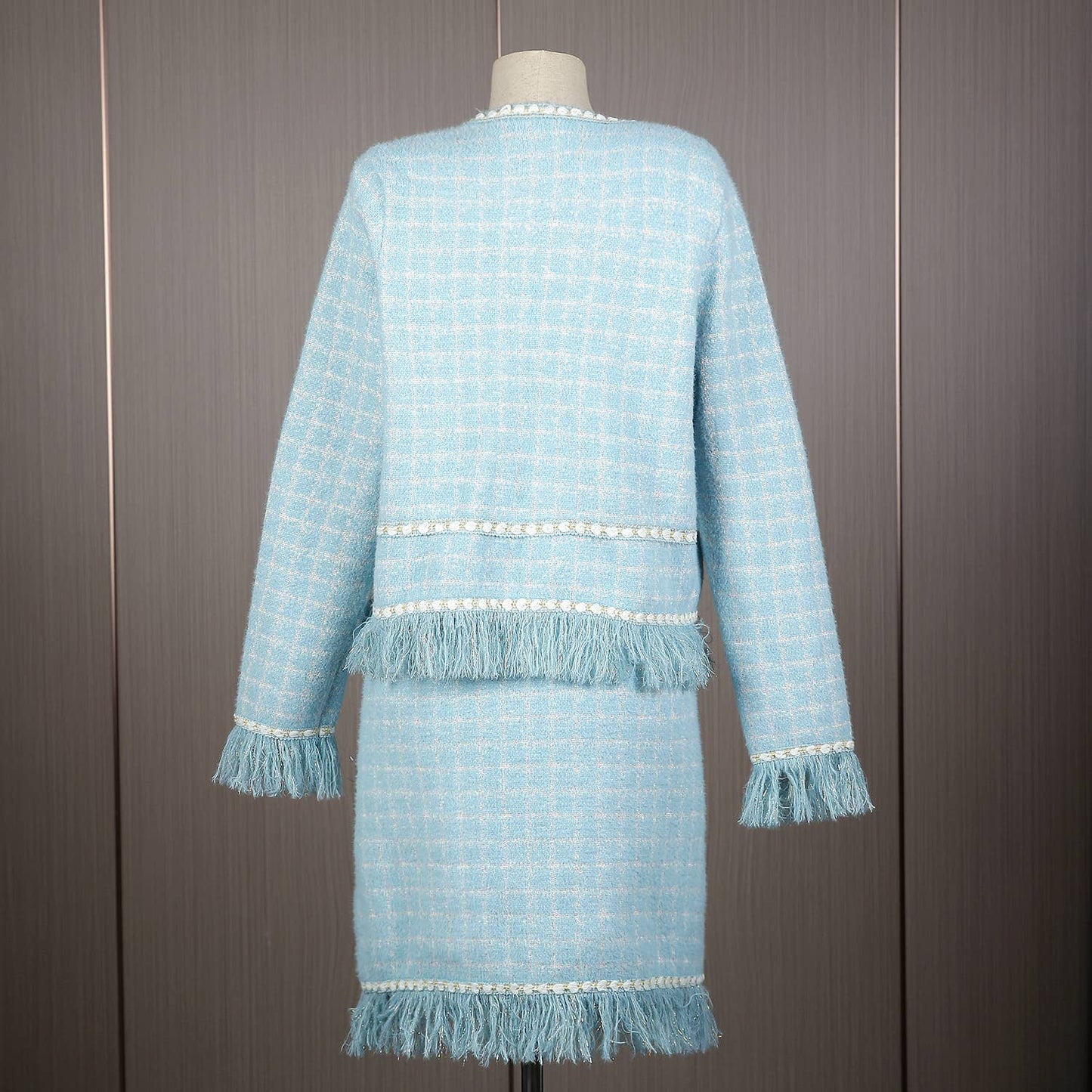 PEACH ACCESSORIES - SD194 Matching set soft cardigan and skirt in Blue