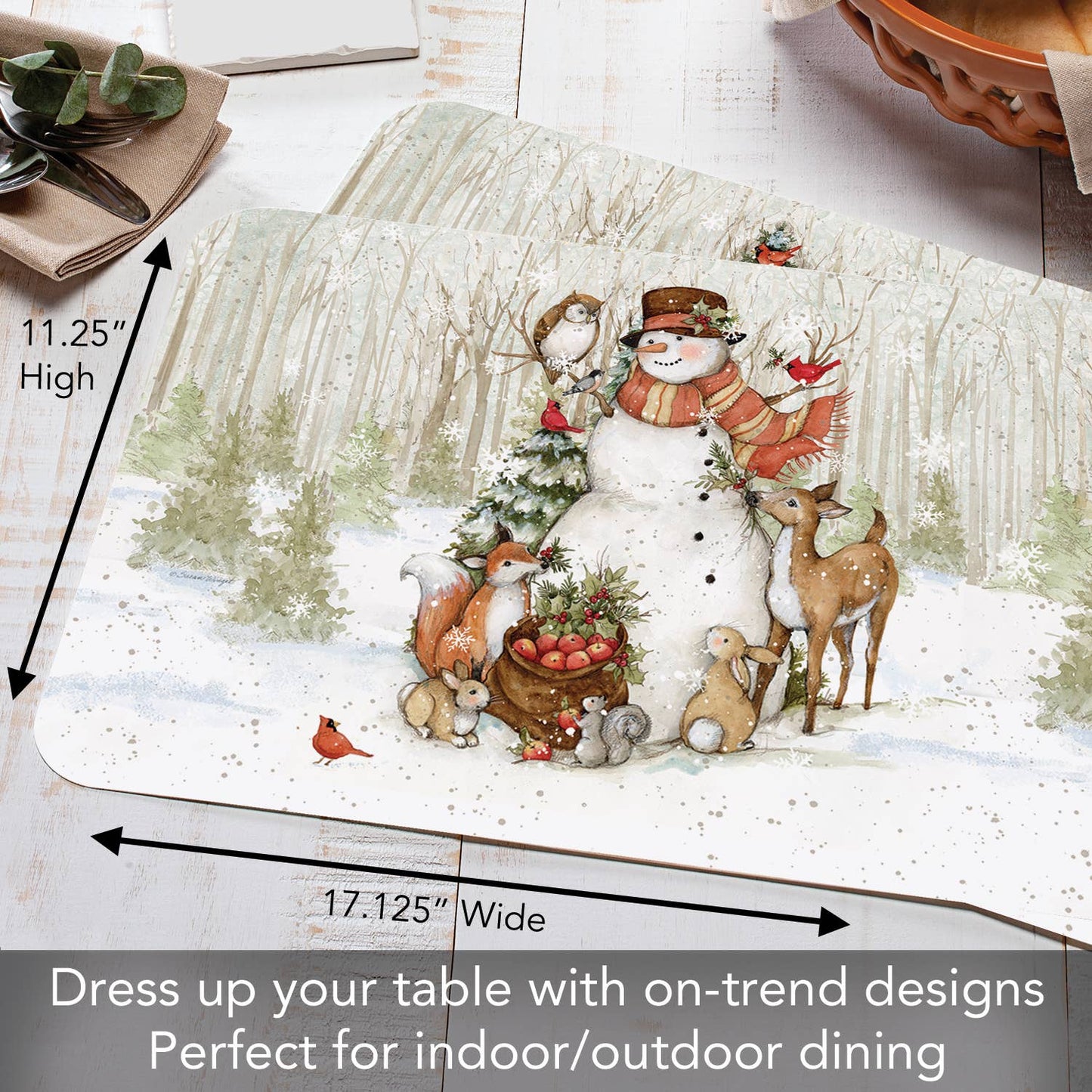 CounterArt/Highland Home/Thirstystone - Winter Forest Reversible Rectangular Plastic Placemat