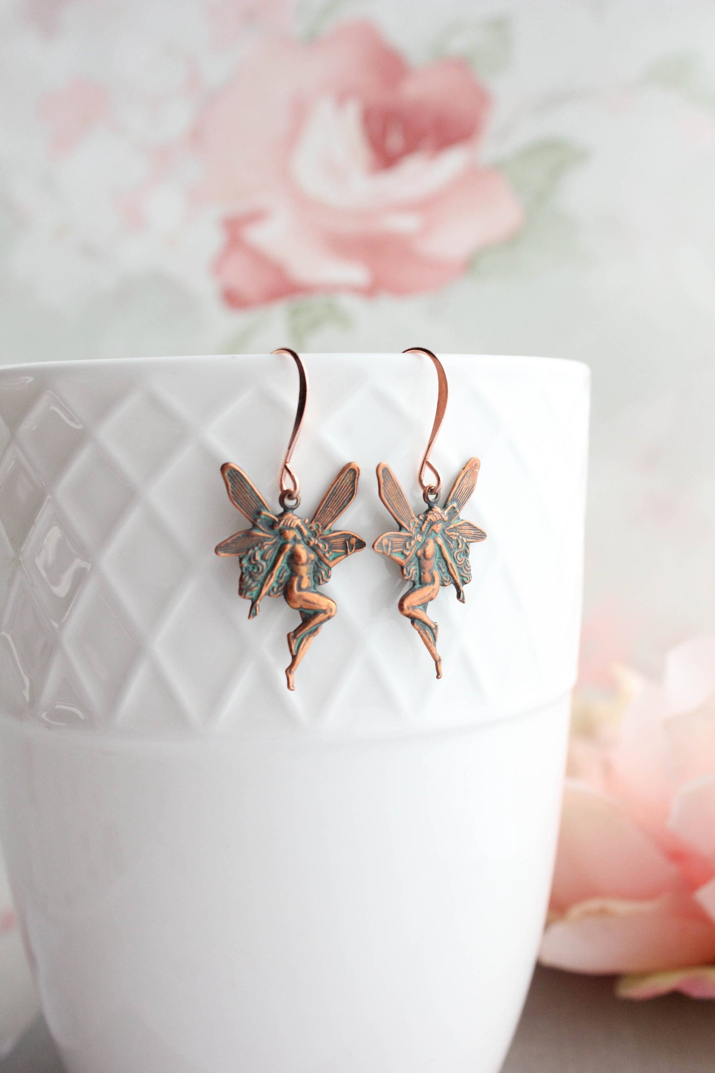 A Pocket of Posies - Fairy Earrings | Mystical Earrings | Silver Wing Earrings: Antiqued Silver