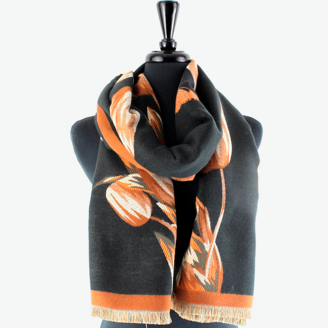 Pretty Persuasions - S23297 Ice Tulips Scarf: 12 Blue/Grey