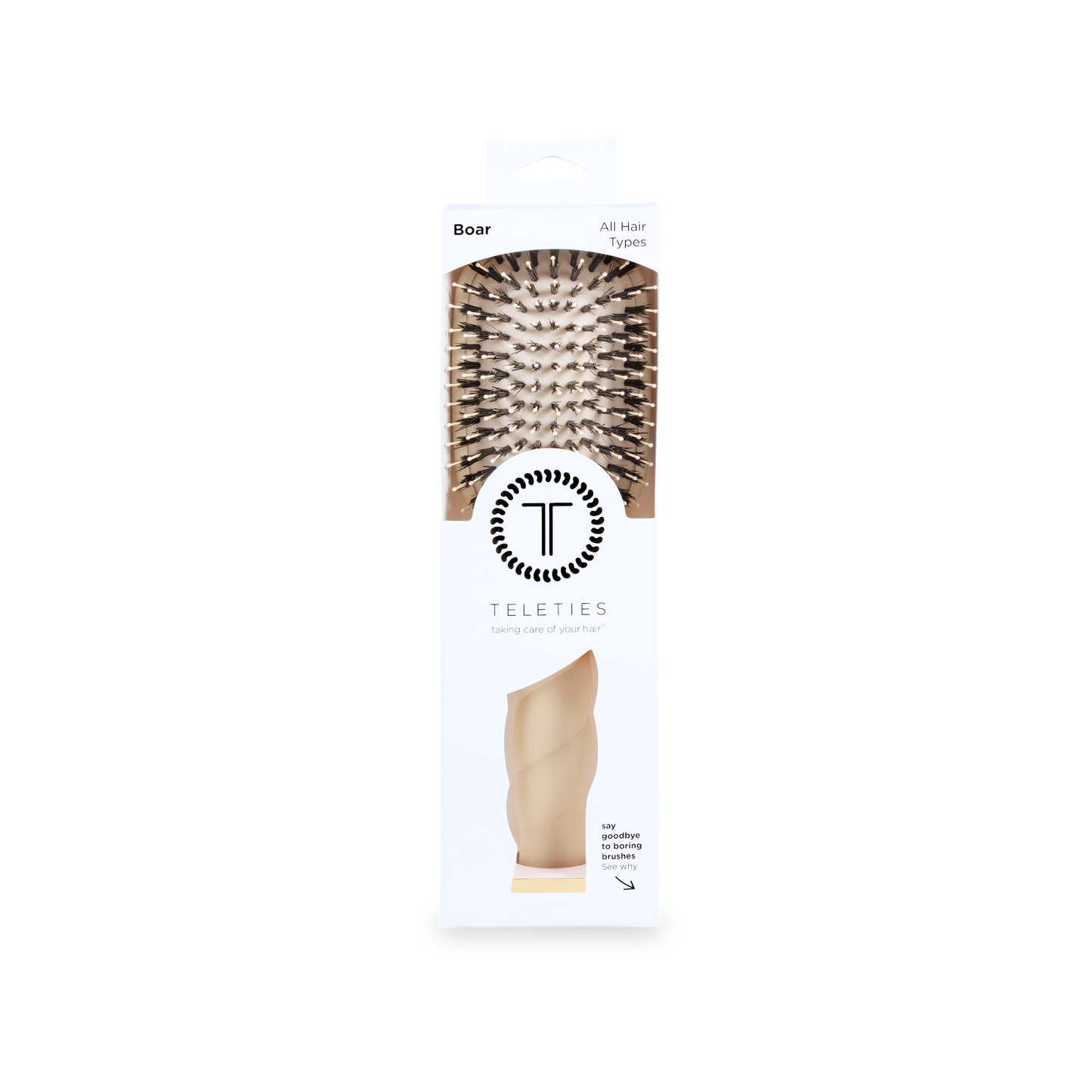 TELETIES - Boar Bristle Hair Brush | Tan