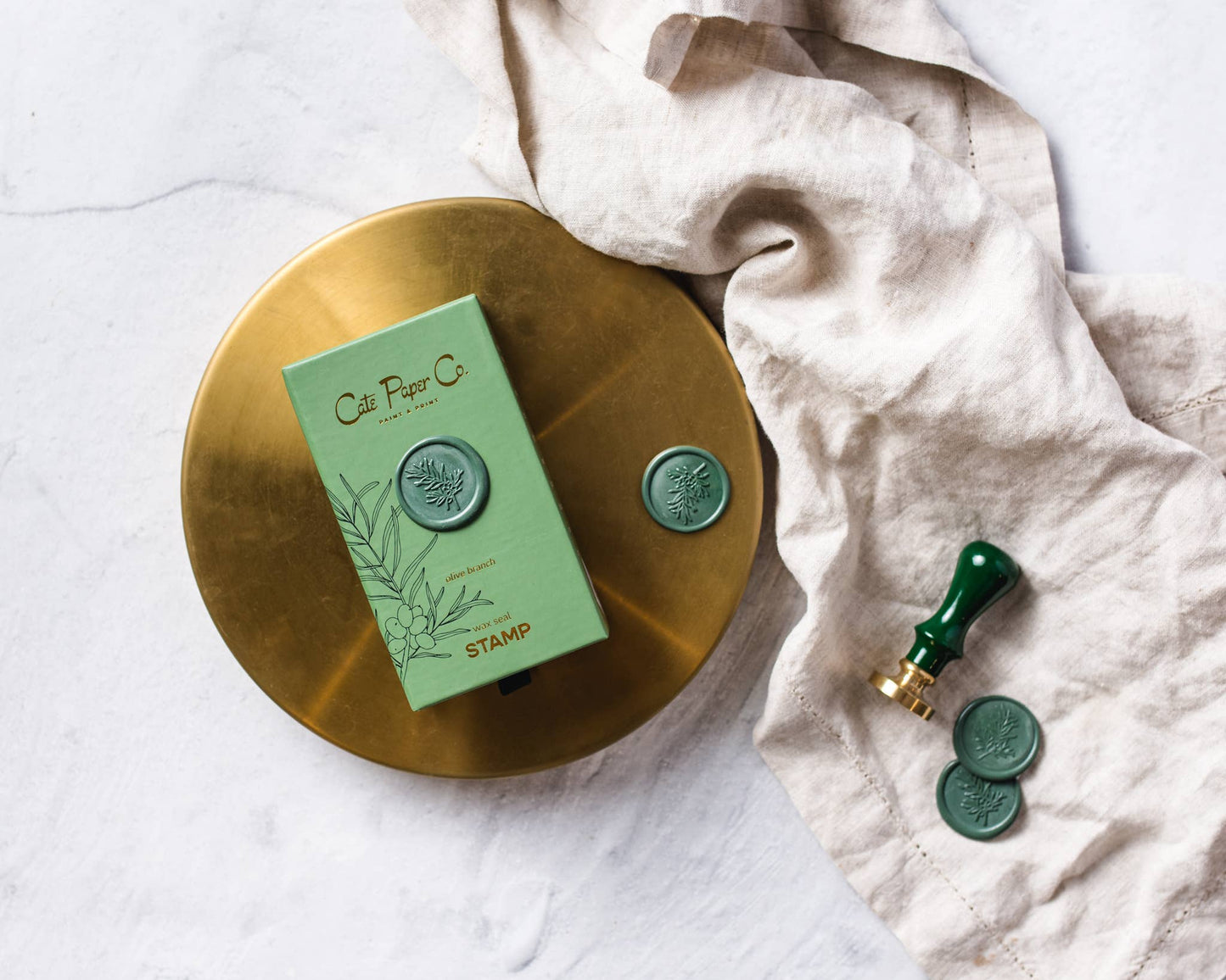 Cate Paper Co. - Wax seal stamp and wax stick set: Olive Branch