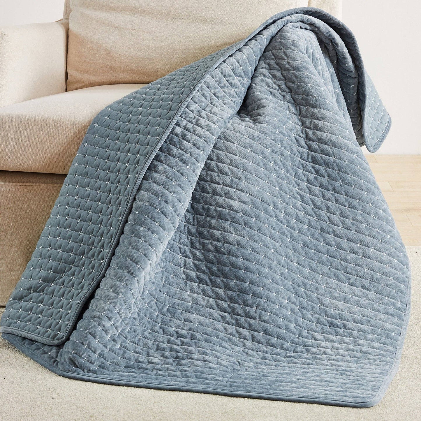 Levtex Home - Velvet Stitch Quilted Throw: Taupe