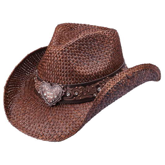 Peter Grimm - Flint Straw Western Drifter Cowboy Hat: Brown