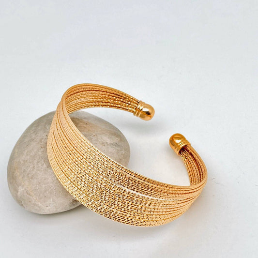 Mio Queena - Multi-layer Small Metal Coil Gold-plated Cuff Bangle