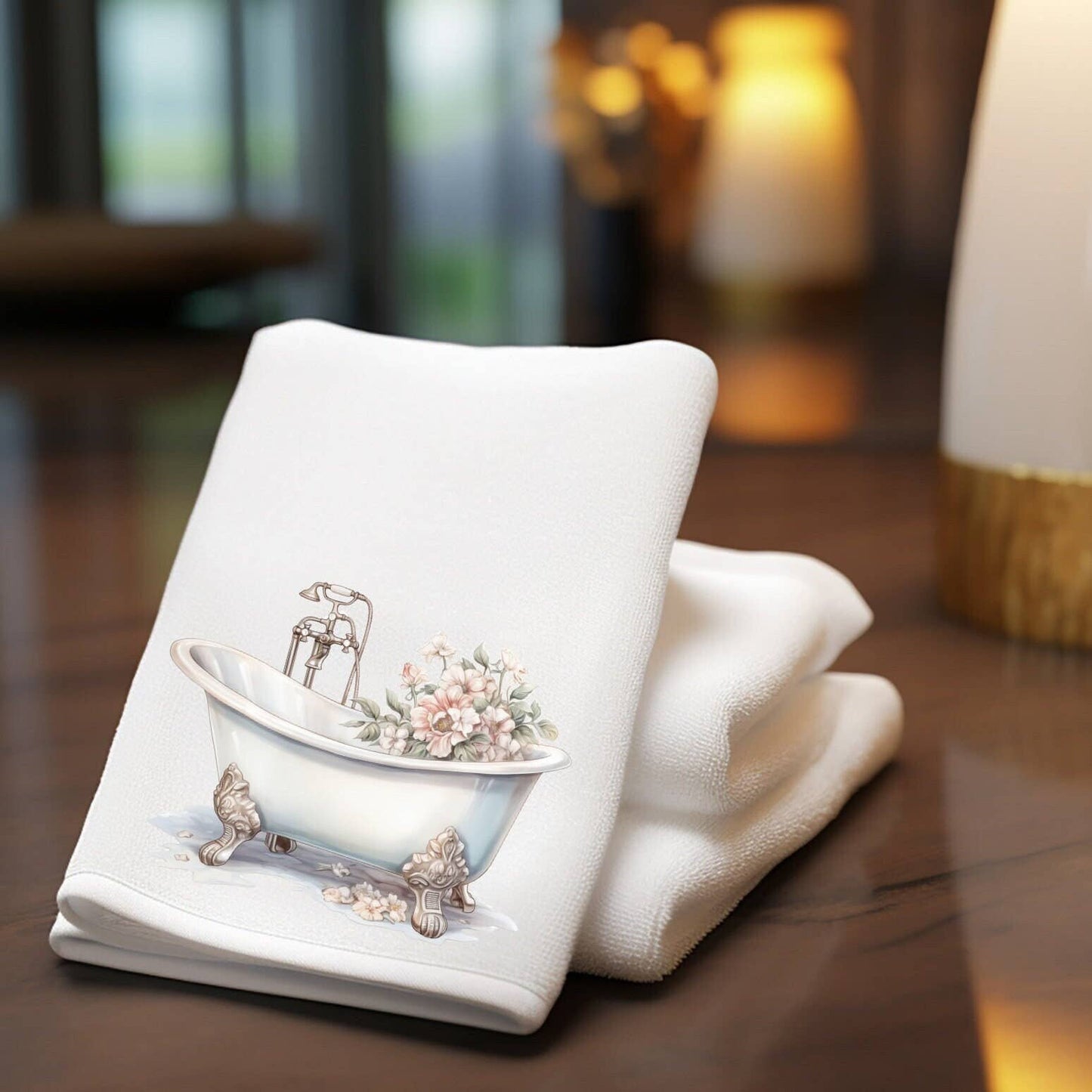 Fernville Creations - Vintage Luxury Floral Fingertip Towel for Bathroom and Spa