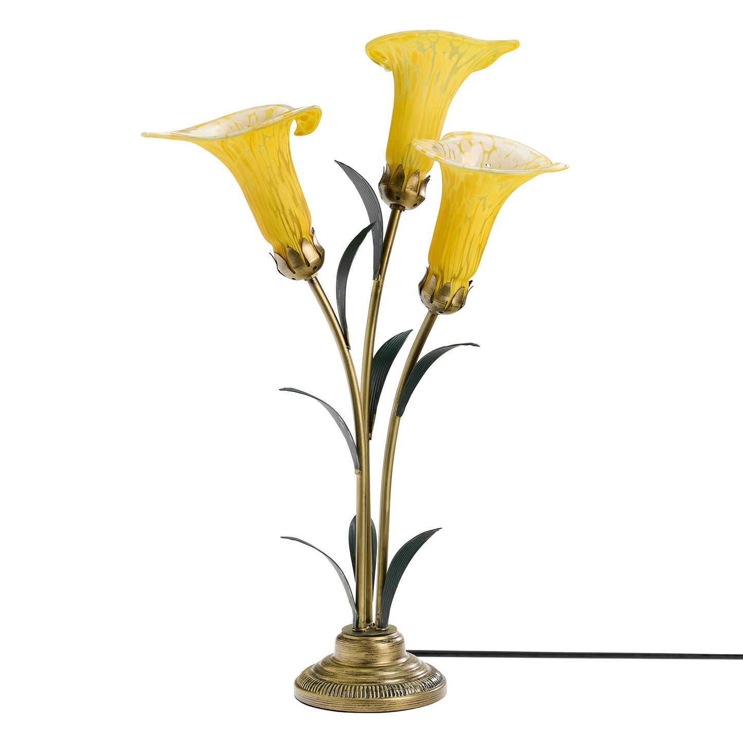 River of Goods - 23.5"H Yellow 3 Shade Handblown Glass Calla Lily Table Lamp
