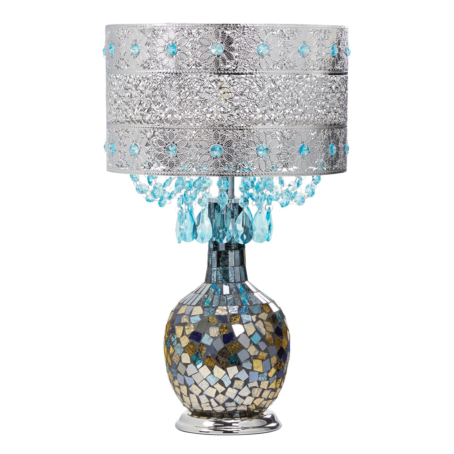 River of Goods - 21.75" Silver & Turquoise Ombre Glass Table Lamp