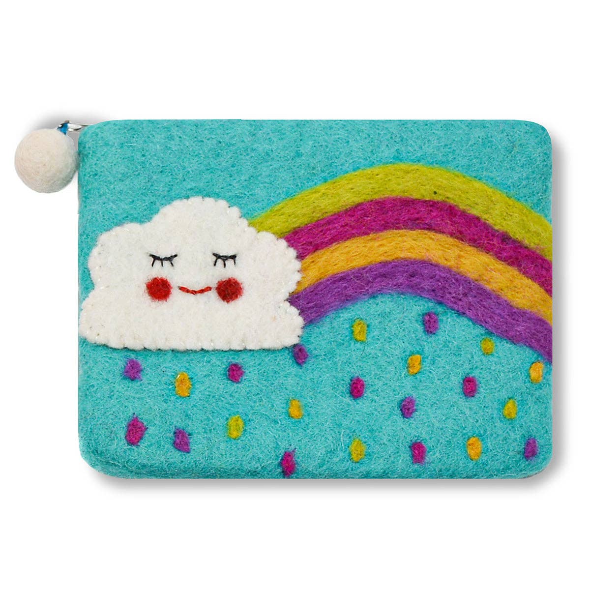 BNB Crafts Inc. - Cloud and Rainbow with Raindrop Design Coin Purse: AliceBlue