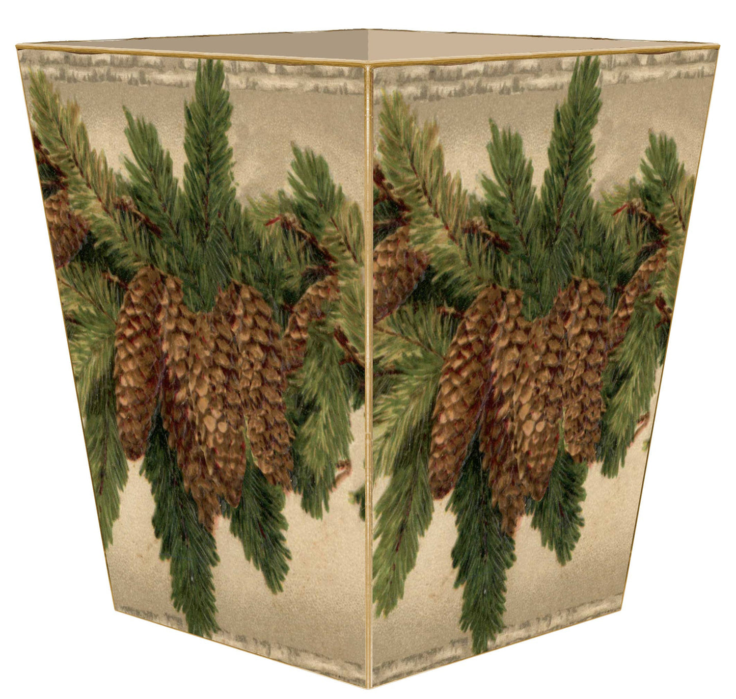 Marye-Kelley - WB2609 - Vintage Pinecone Wastepaper Basket: Scalloped Top