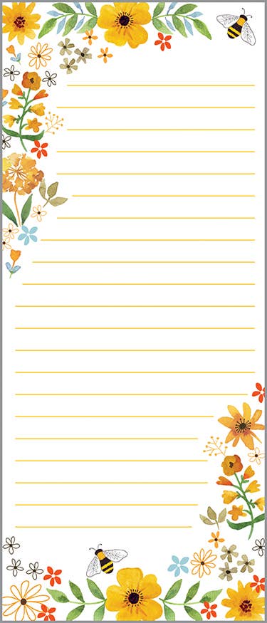 GINA B DESIGNS - List Pad - Bees Flowers and Honeycomb