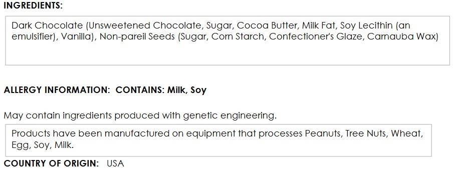 Bissinger's - Dark Chocolate Nonpareils - 8 OZ Tube