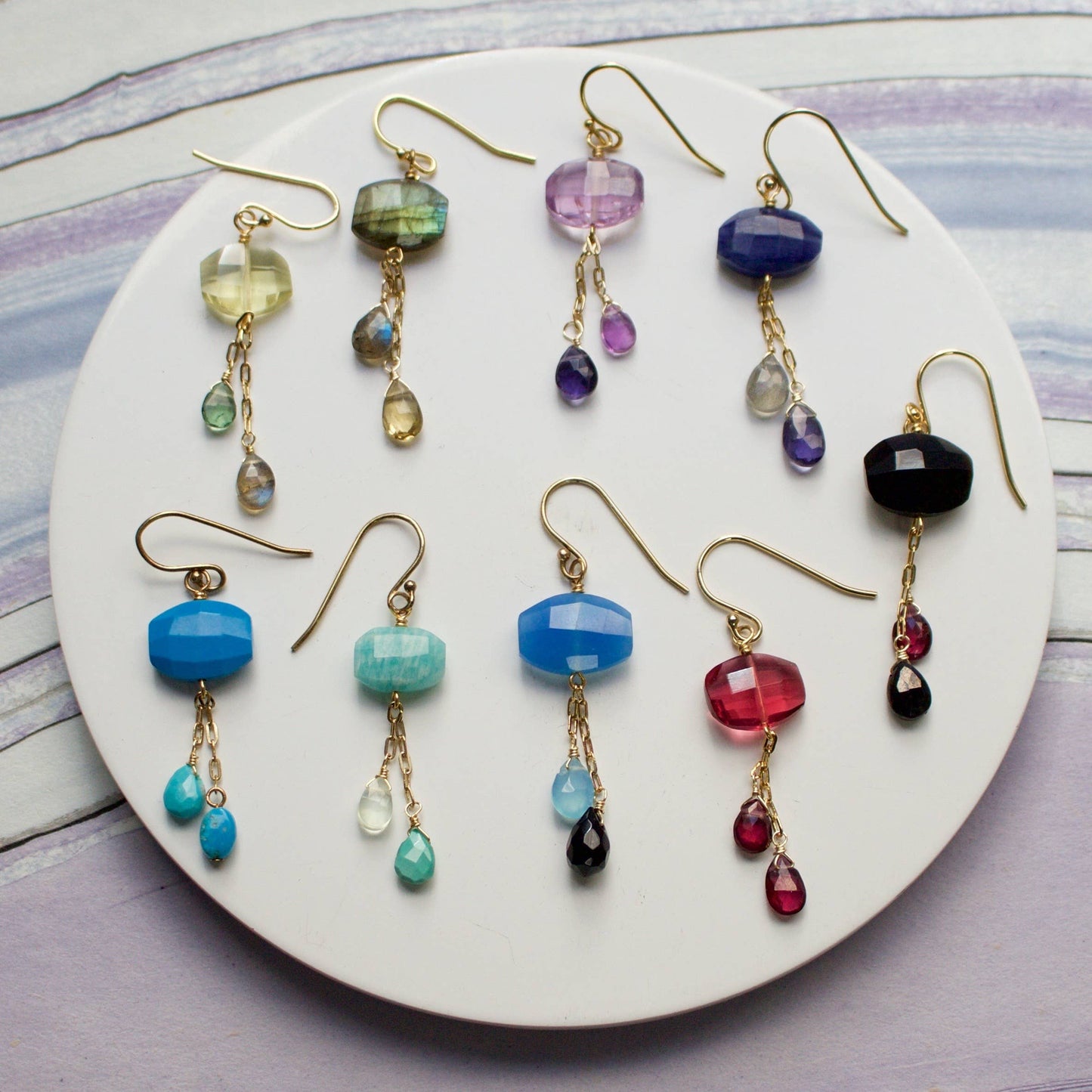 a.v. max - Semi Precious Dangle Earrings: Lapis/Lab