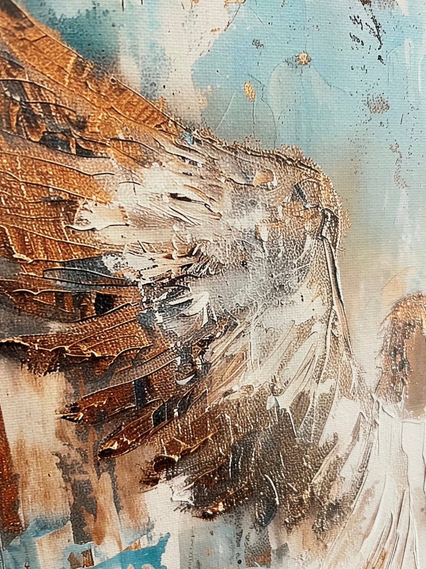 Rustic Nester - Angel canvas art print, Christian home decor, Spiritual art: 12x12