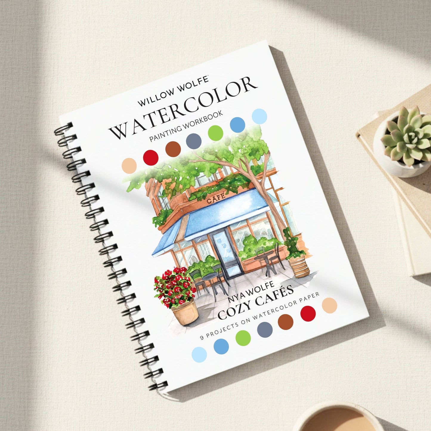 Willow Wolfe USA - Cozy Cafés Watercolor Workbook by Nya Wolfe