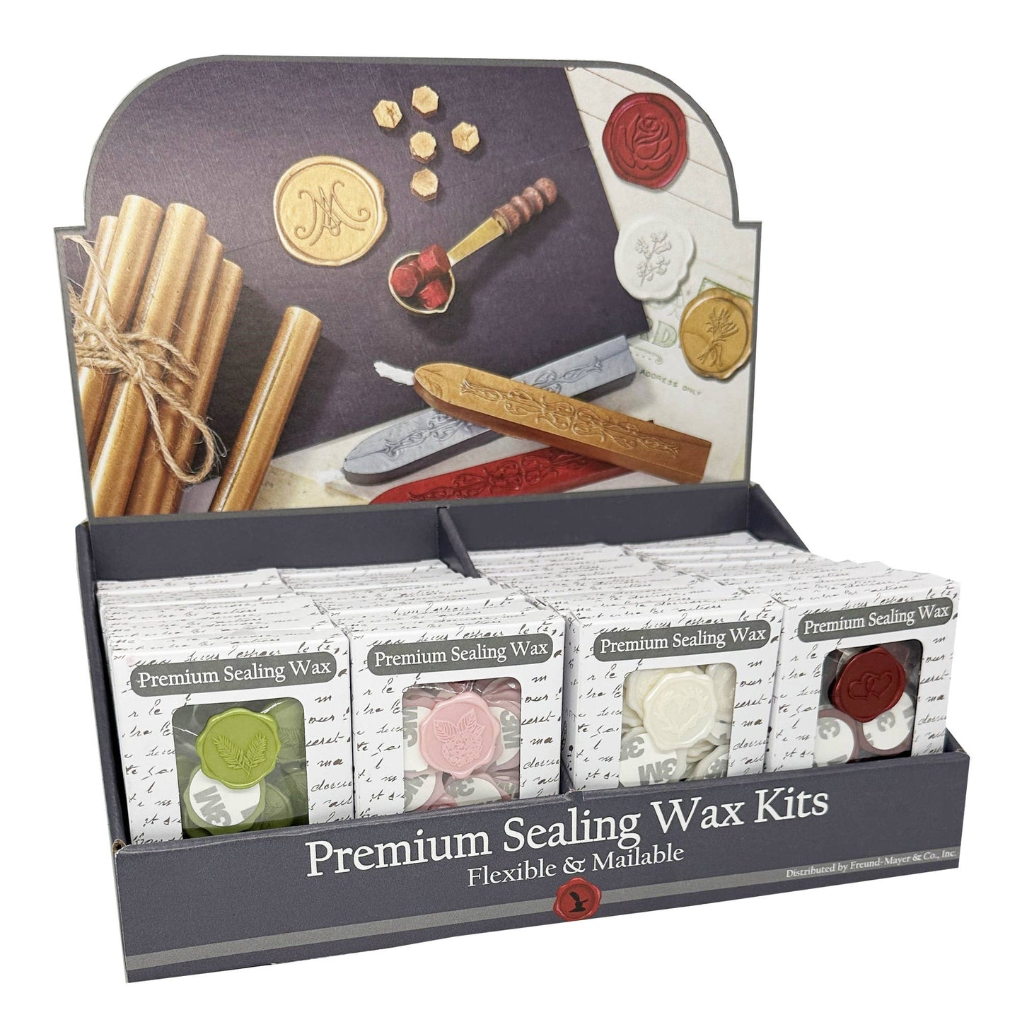 Freund Mayer & Co. - Adhesive Wax Seal Sticker Pre-Assortment in Compact Display: Popular Symbols