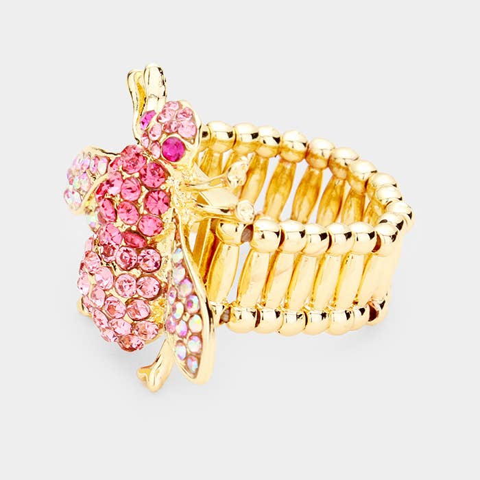 Sensibling Corp. - Crystal Honey Bee Stretch Ring: AB,Clear