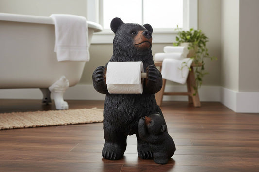 De Leon Collections - STANDING BEAR TOILET PAPER HOLDER, 13"X13.75"X24"