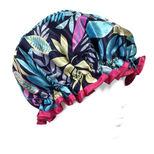 Wrapables.com - Wrapables Trendy Satin Shower Cap: Twilight Leaves