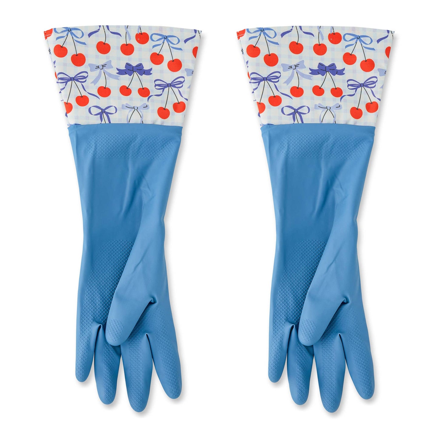 Core Home - 1 Pair Fashion Latex Dish Gloves - Blue/Cherries