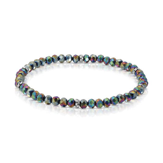 My Fun Colors - Mini Crystal Beaded Stretch Bracelet | So Many Great Colors!: Harlequin+Silver Accent (MC1104S)