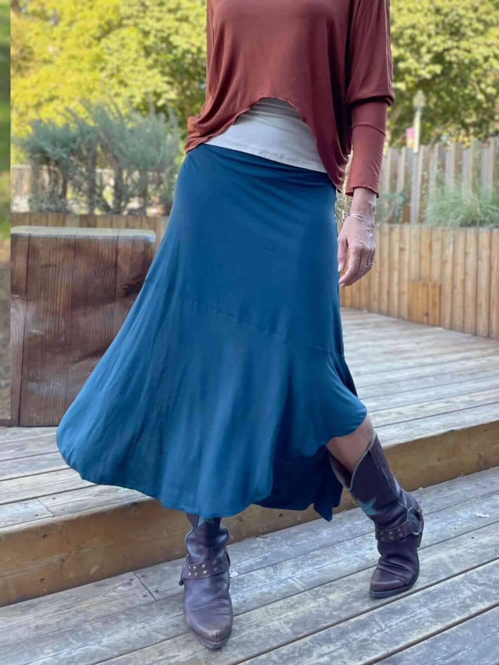 CARAUCCI - Asymmetrical Convertible Skirt: Copper / L