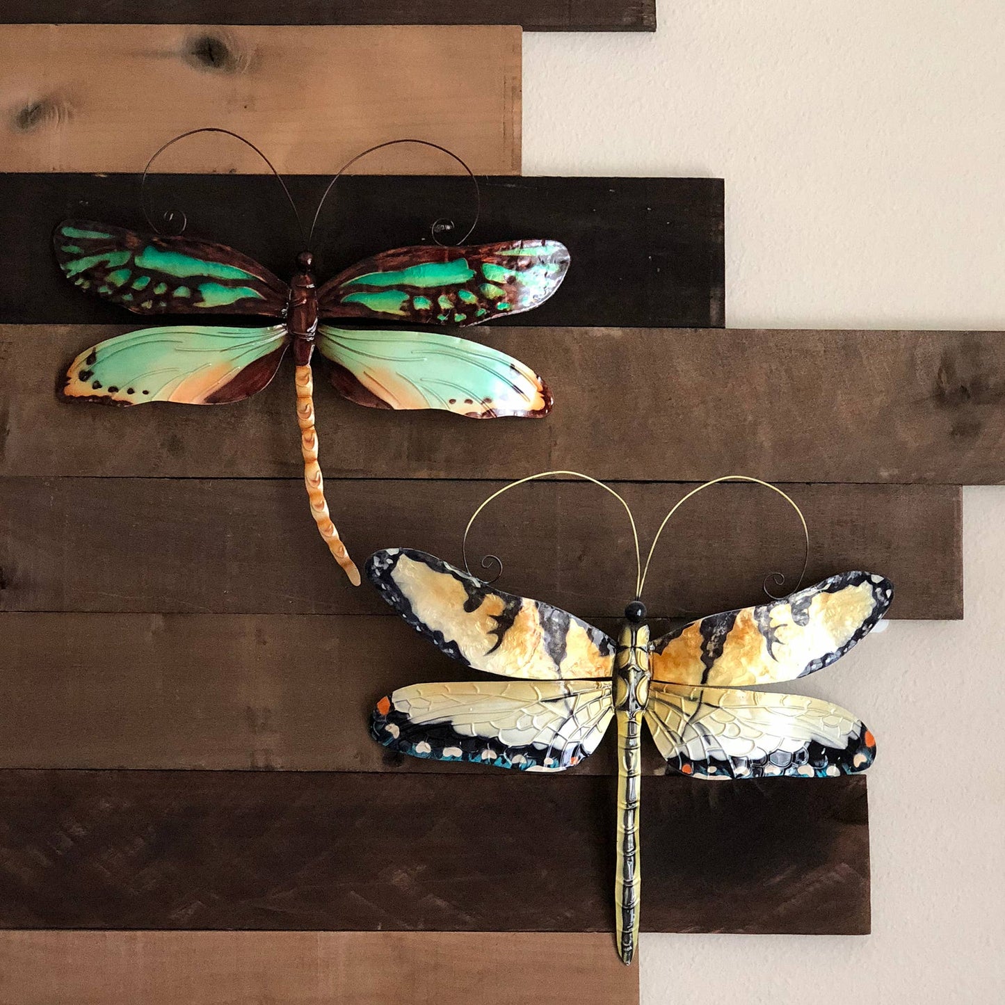 Eangee Home Design - Dragonfly Wall Decor Gold And Blue, w/ Capiz, Outdoor Safe