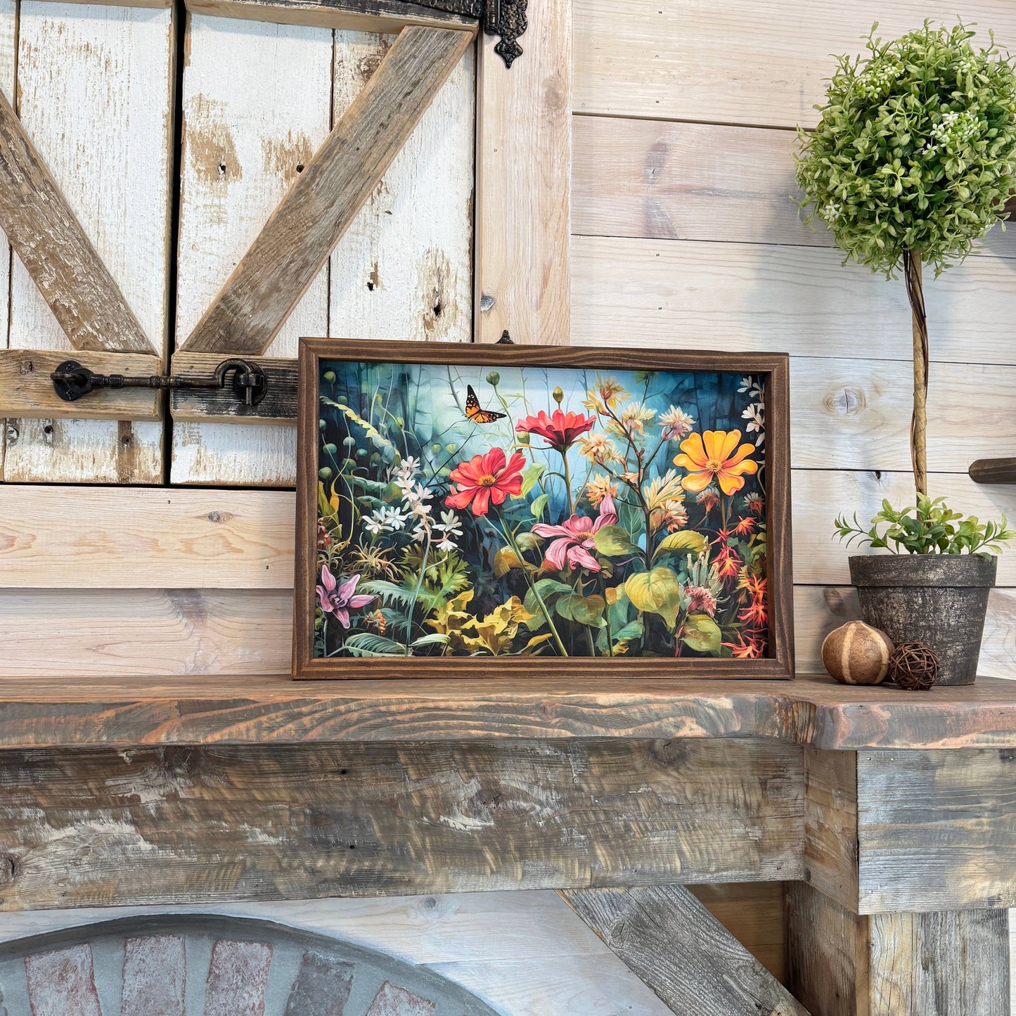 Hangout Home - Lush Garden - Nature Canvas Art - Wood Framed Floral Decor: 24x36" Extra Large Canvas Art with Thick Wood Frame