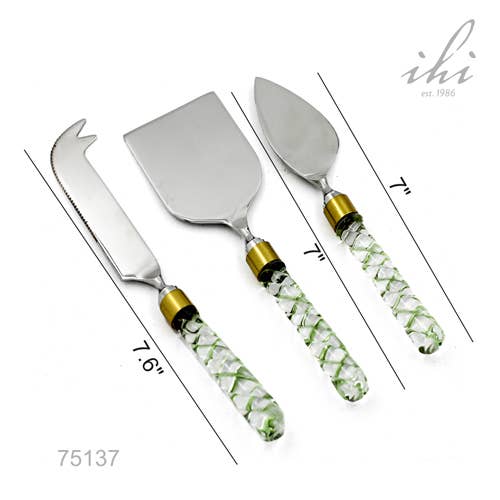 India Handicrafts Inc - Smoky Green Cheese Set/3