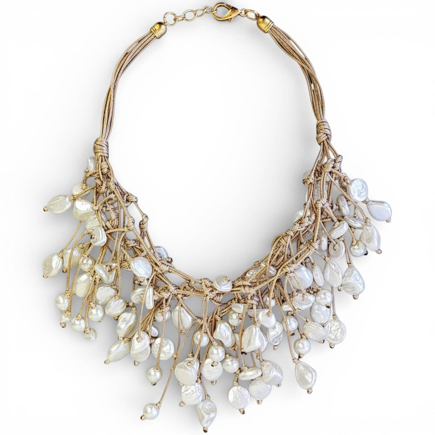 Bijoux Envie Statement Jewelry - Coastal Knotted Pearl Necklace | Handmade Statement Jewelry