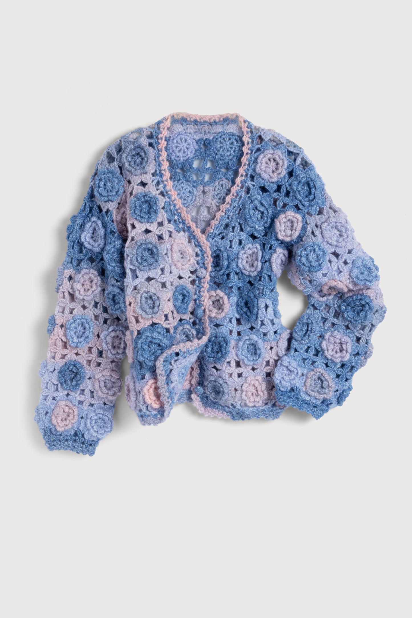 SAACHI - Crochet Blossom Cardigan: Lavender