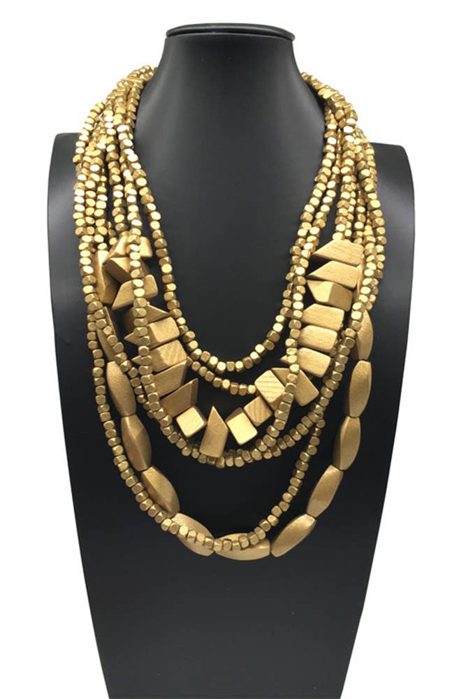 UNISHE - Colorful Wooden Necklace ZK1456: 09 / One Size