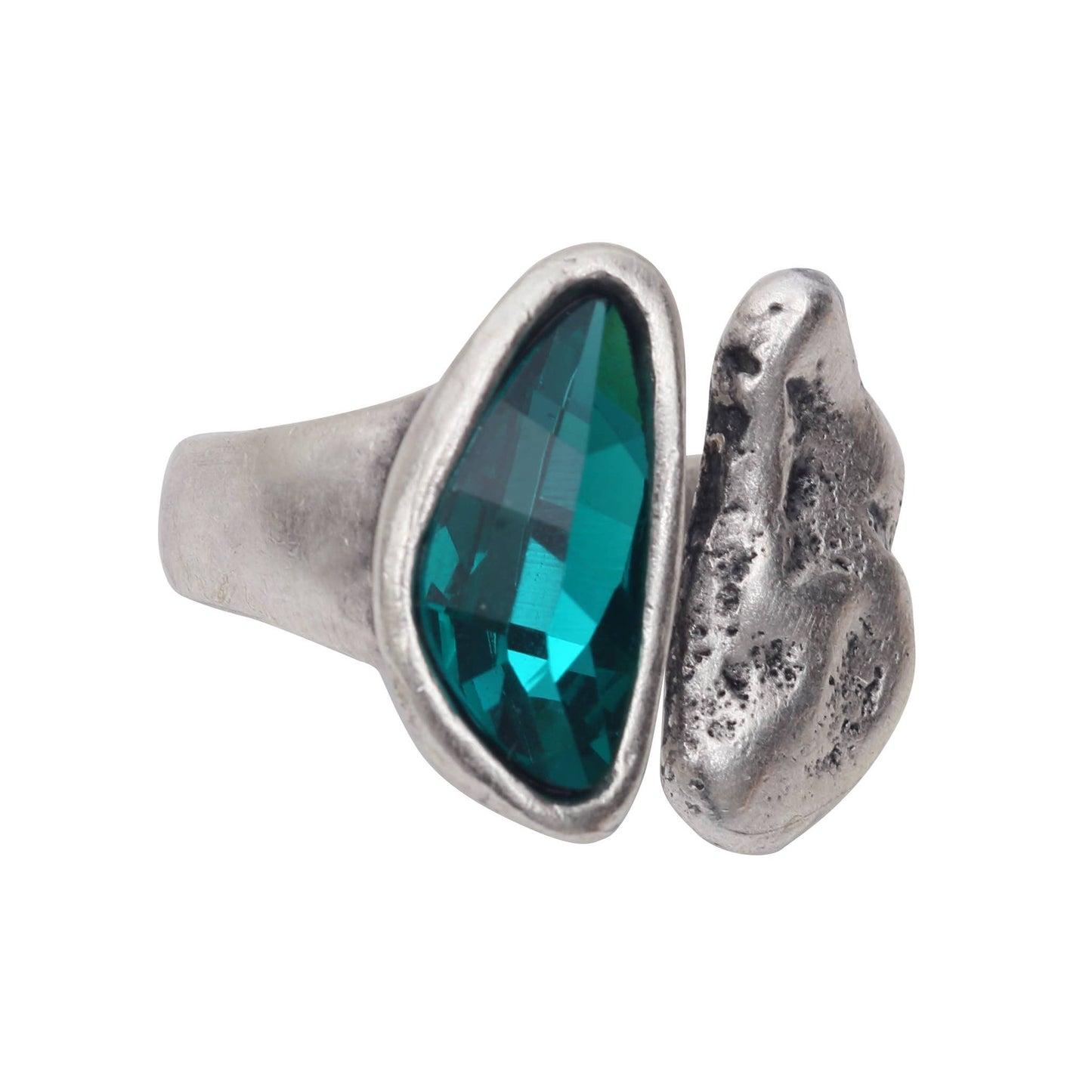 Chanour - Handmade Green Crystal Brass Ring - 6992