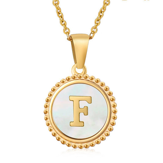 ACCITY - 18K GOLD STAINLESS STEEL SHELL LETTER NECKLACE_CWAJE0686: TYPE6 / (OS) 2