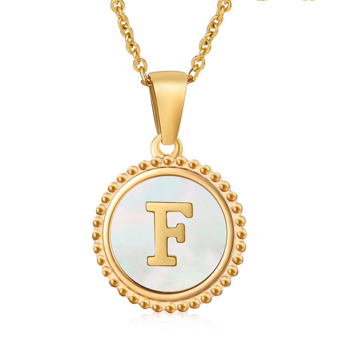 ACCITY - 18K GOLD STAINLESS STEEL SHELL LETTER NECKLACE_CWAJE0686: TYPE2 / (OS) 2