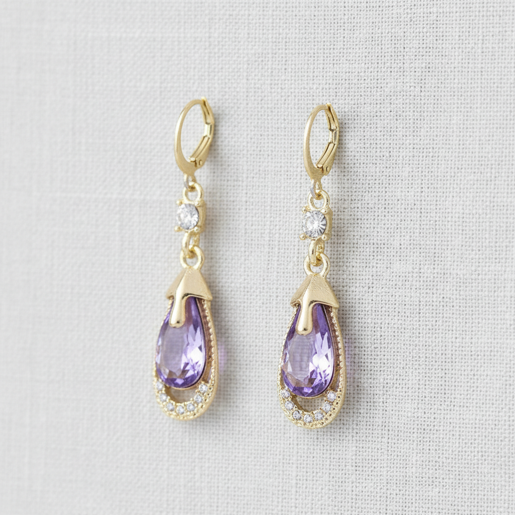camilla dovey - Amethyst Teardrop Earrings