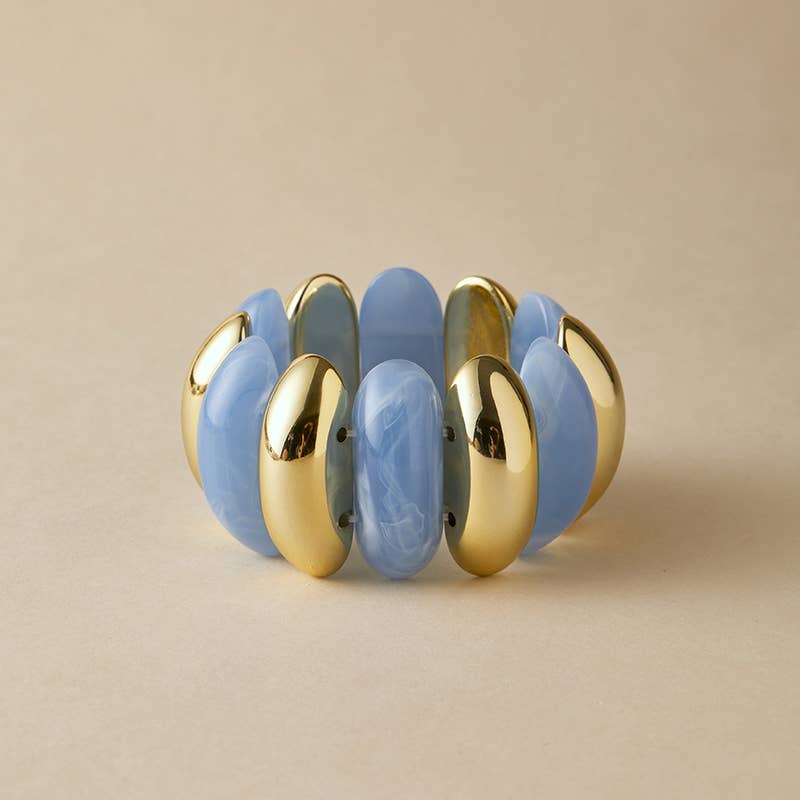 Pretty Persuasions - B25177 Bold Polyresin Oval Link Stretch Bangle Bracelet: 05 GD/TPE