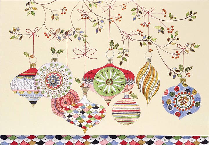 Peter Pauper Press - Watercolor Ornaments Small Holiday Boxed Cards