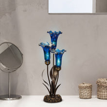 Load image into Gallery viewer, River of Goods - 21&quot;H Blue Mercury Glass 3 Lily Uplight Table Lamp