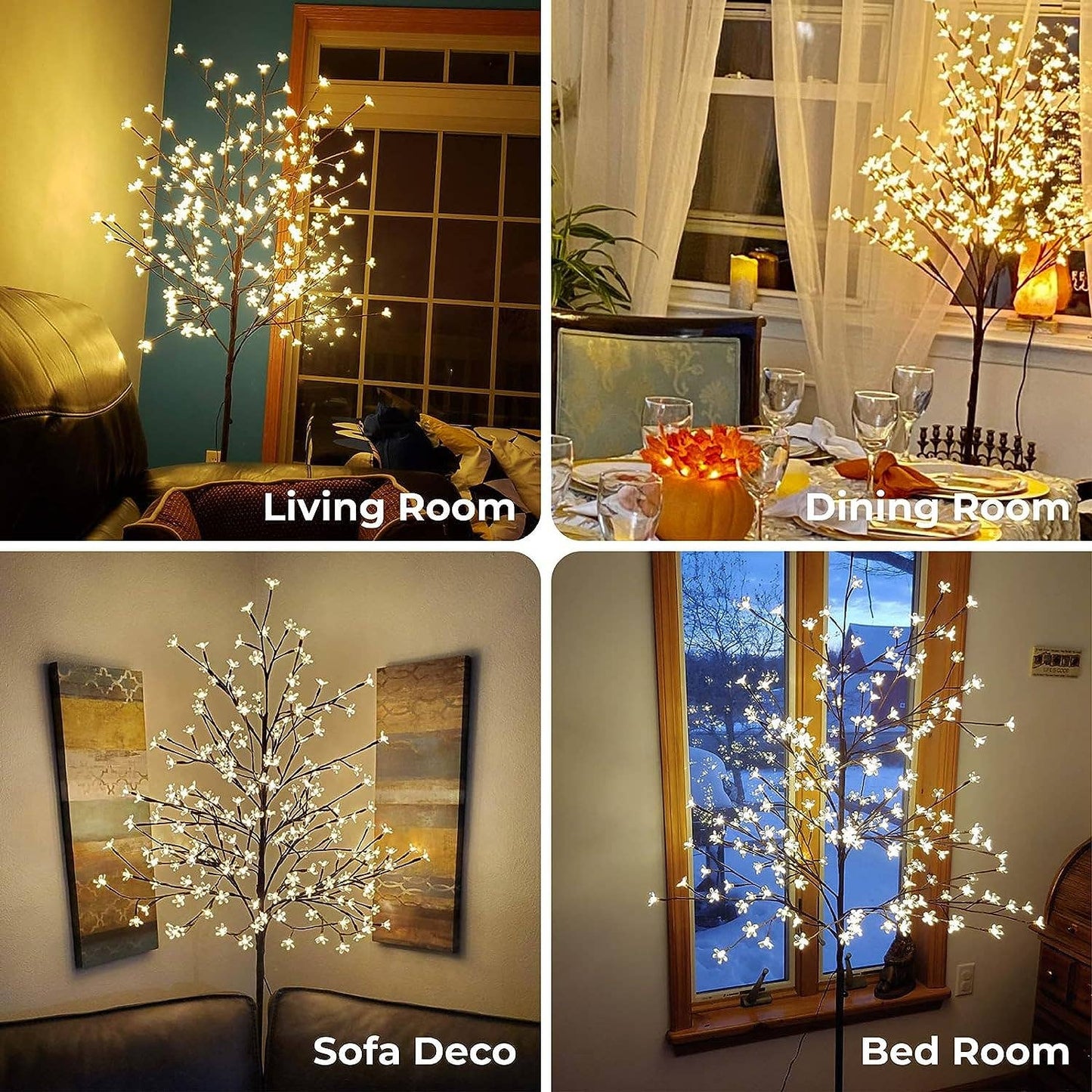 Perfect Holiday - Plastic Cherry Blossom Tree Light - Warm White 6': Warm White