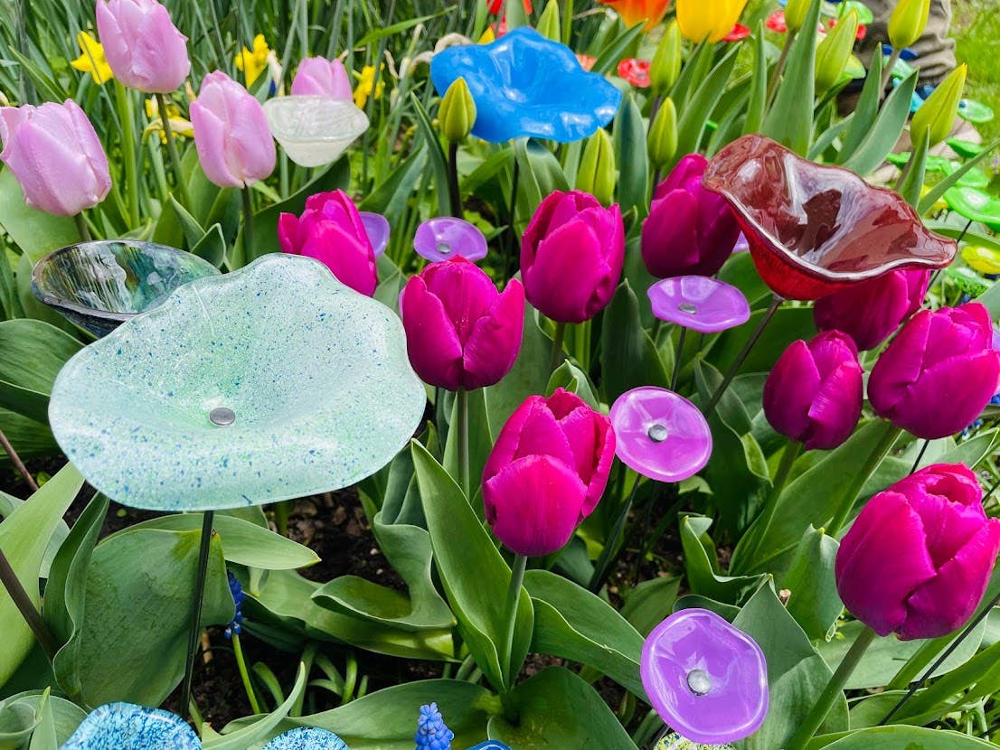 CARNEOL GLASS - Small Glass Flower For Inside In Violet
