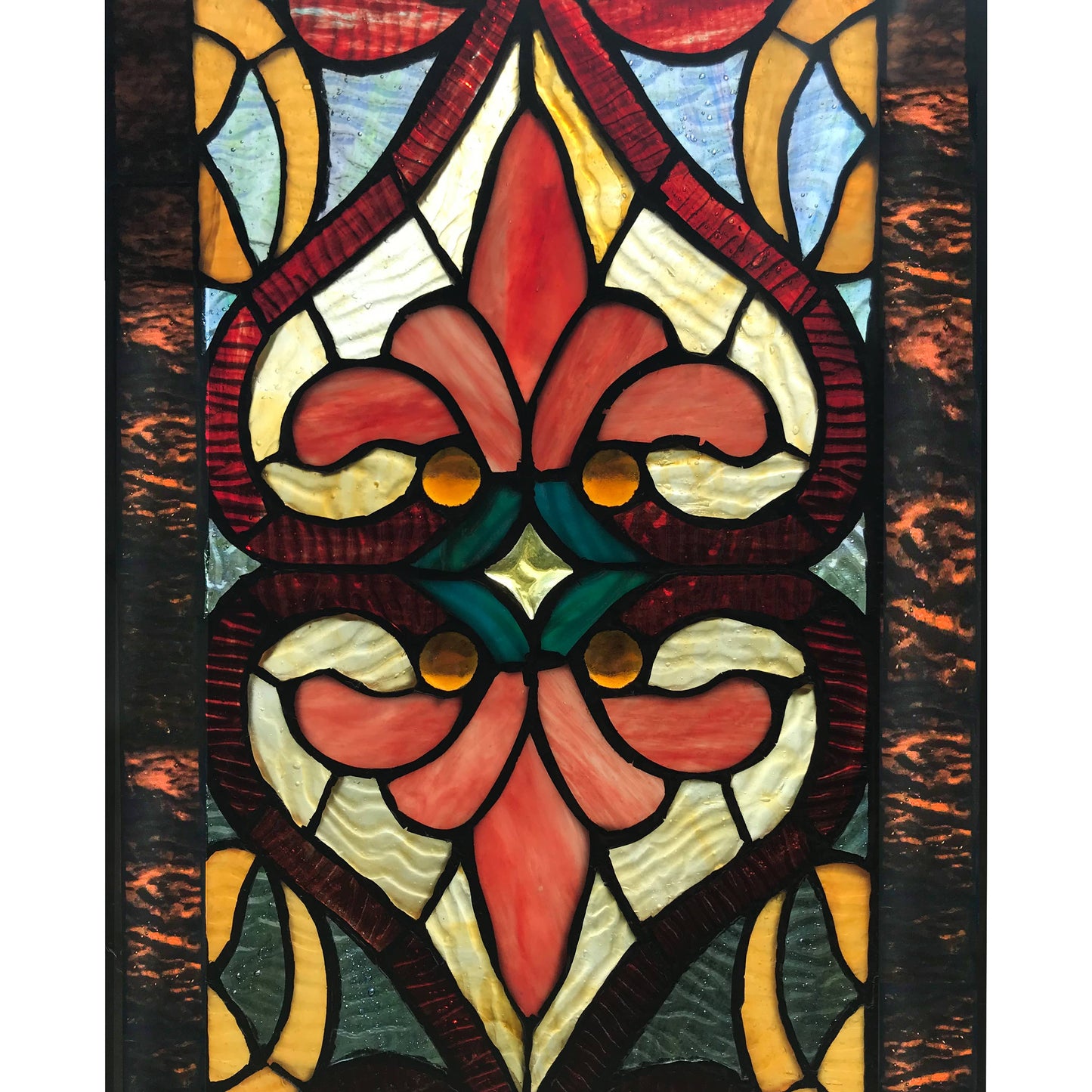River of Goods - 36"H Lani Victorian Red or Blue Stained Glass Window Panel: Blue