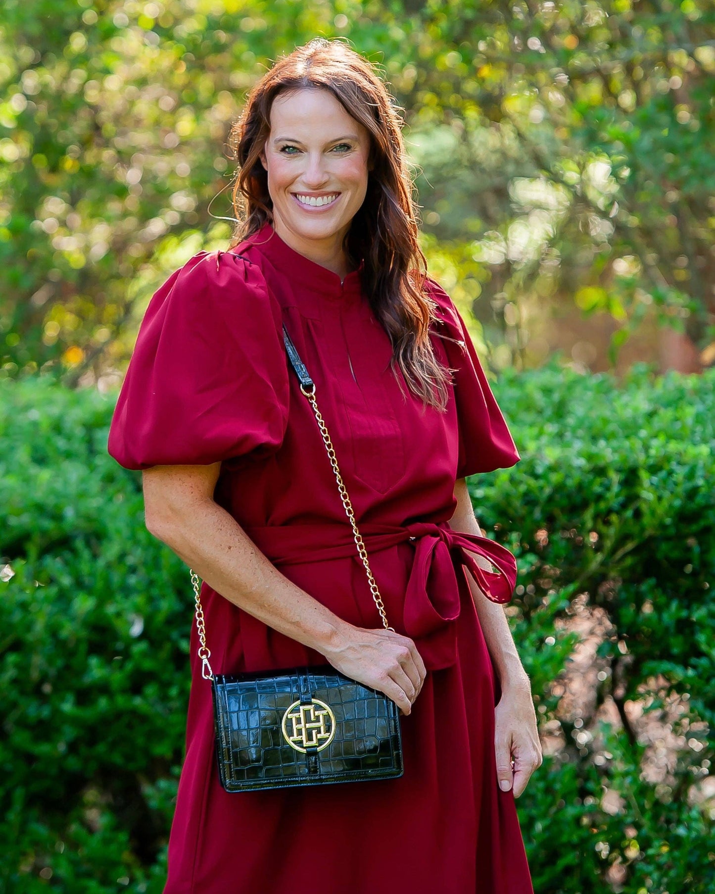 Caroline Hill - Cecilia Circle Logo Handbag Black Patent EC: Default