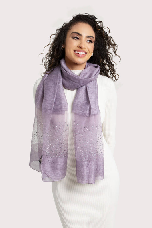 SAACHI - Star Gazer Wool Blend Sparkle Silk Scarf: PURPLE