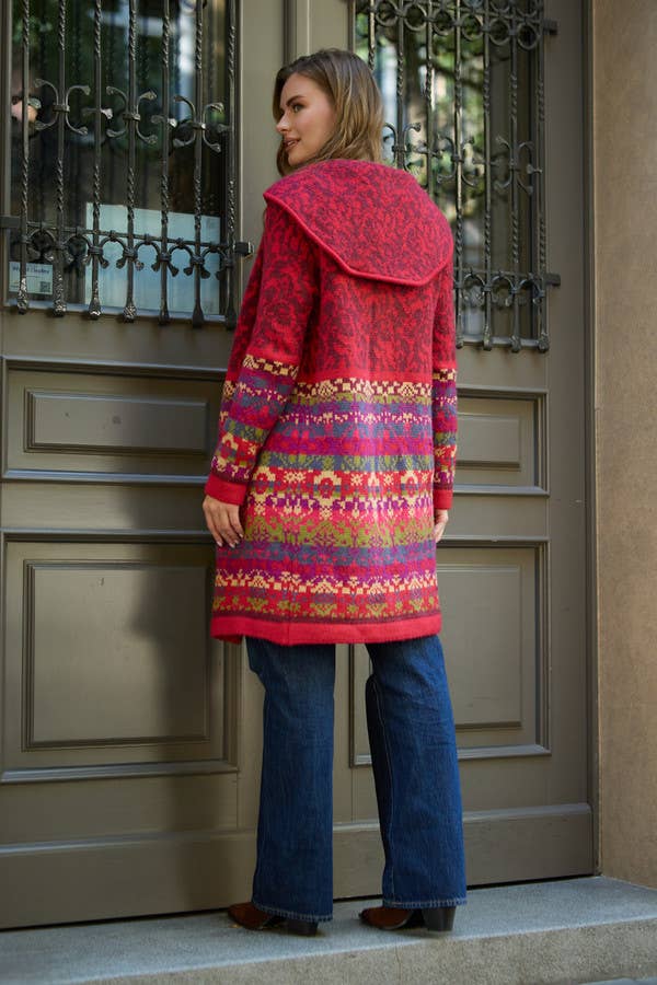SAACHI - Fair Isle Nordic Long Cardigan