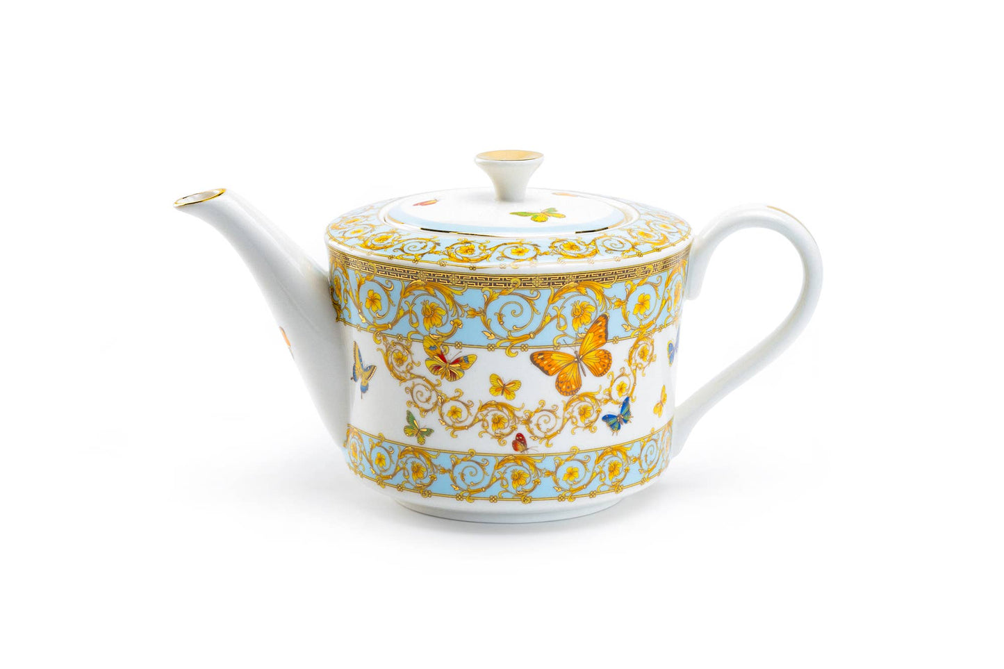 Grace Teaware - Butterflies with Blue Ornament 32oz Fine Porcelain Teapot