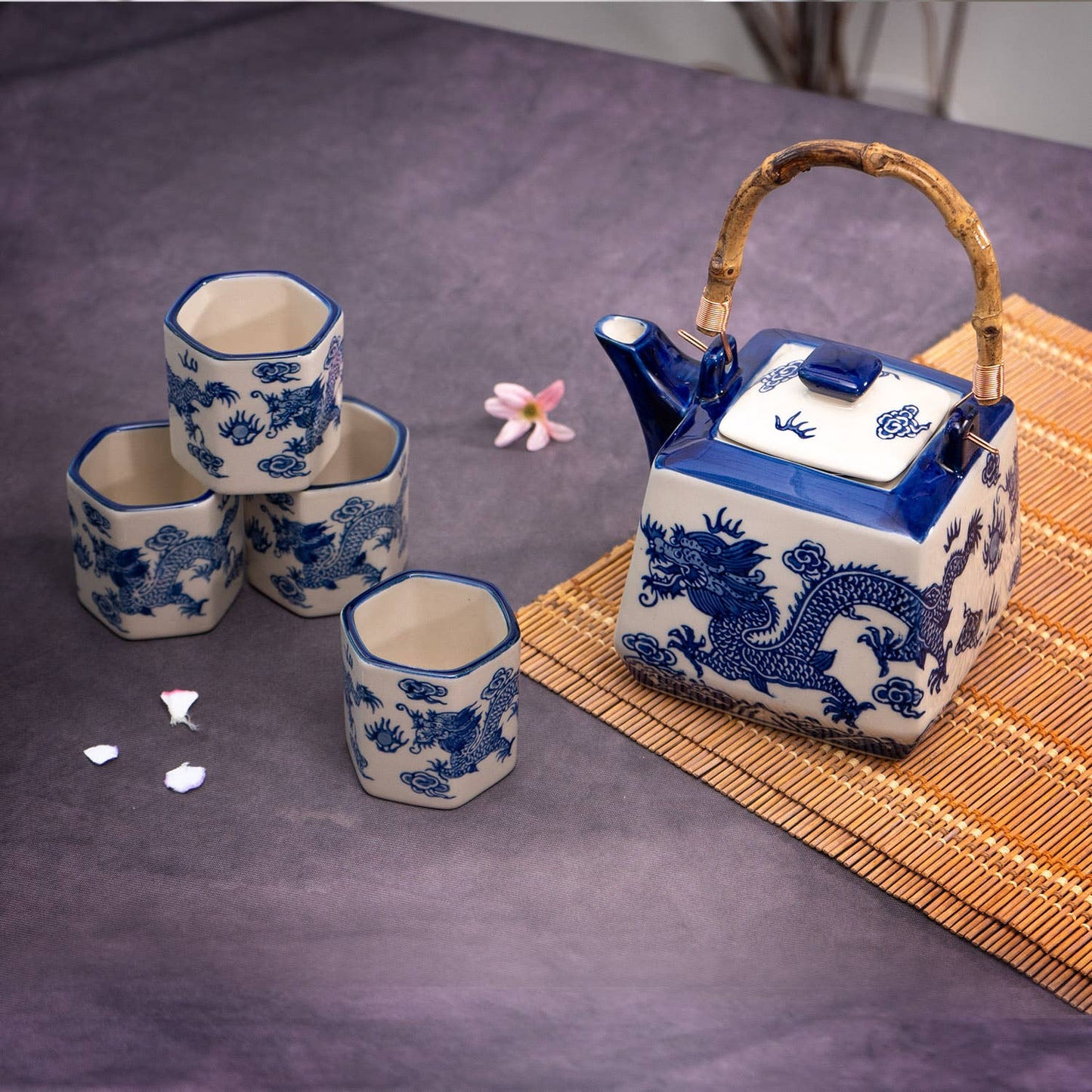 Urban Tokyo - Oriental Ryu Dragon Tea Set 20oz Tea Pot with 4 Hexagon Cups (4/8)