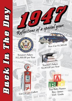3 Oak Publishing / Back In The Day - 1947 Back In The Day Greeting Card / Booklet (envelope inclu